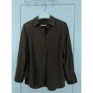 Massimo Dutti Mulberry Silk Blend Shirt Blouse Khaki Size 8